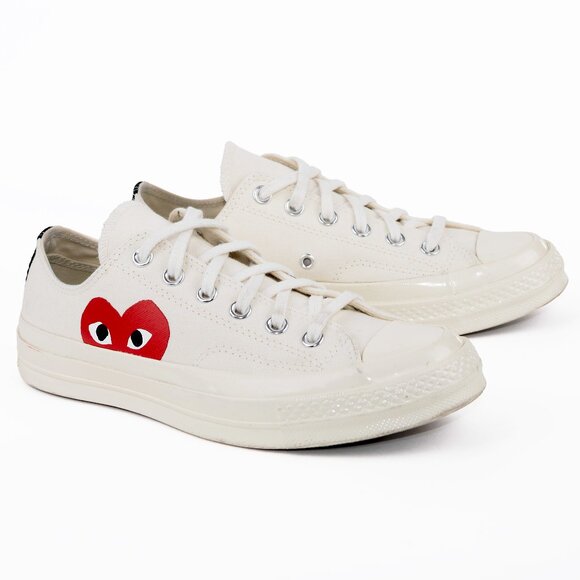 Converse x CDG Play Chuck Taylor Low White Red Heart M 6 W 8 - Picture 1 of 12